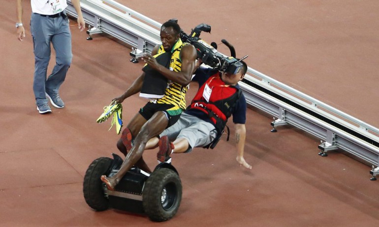 Usain Bolt wygrał wyścig na 200 m ale seagway ścią go z nóg