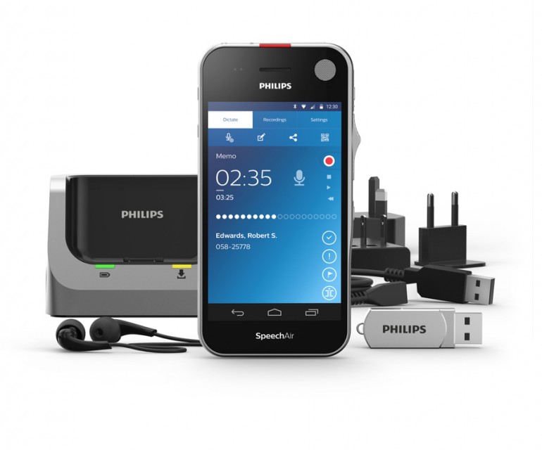 Dyktafon SpeechAir głosu Philips z Androidem